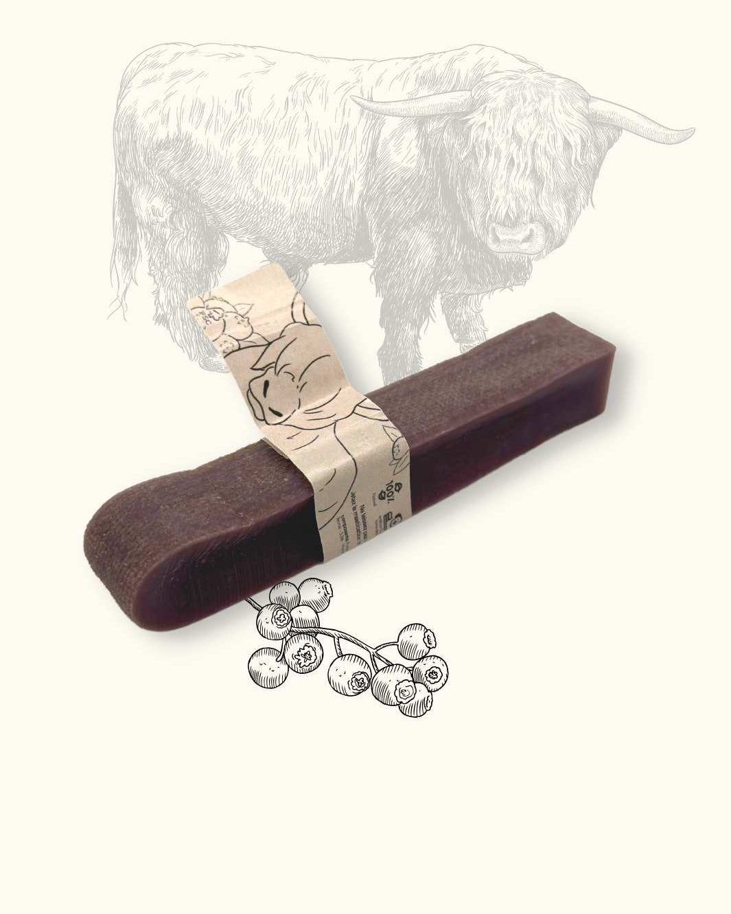 Wooden product with a band featuring illustrations on a white background
