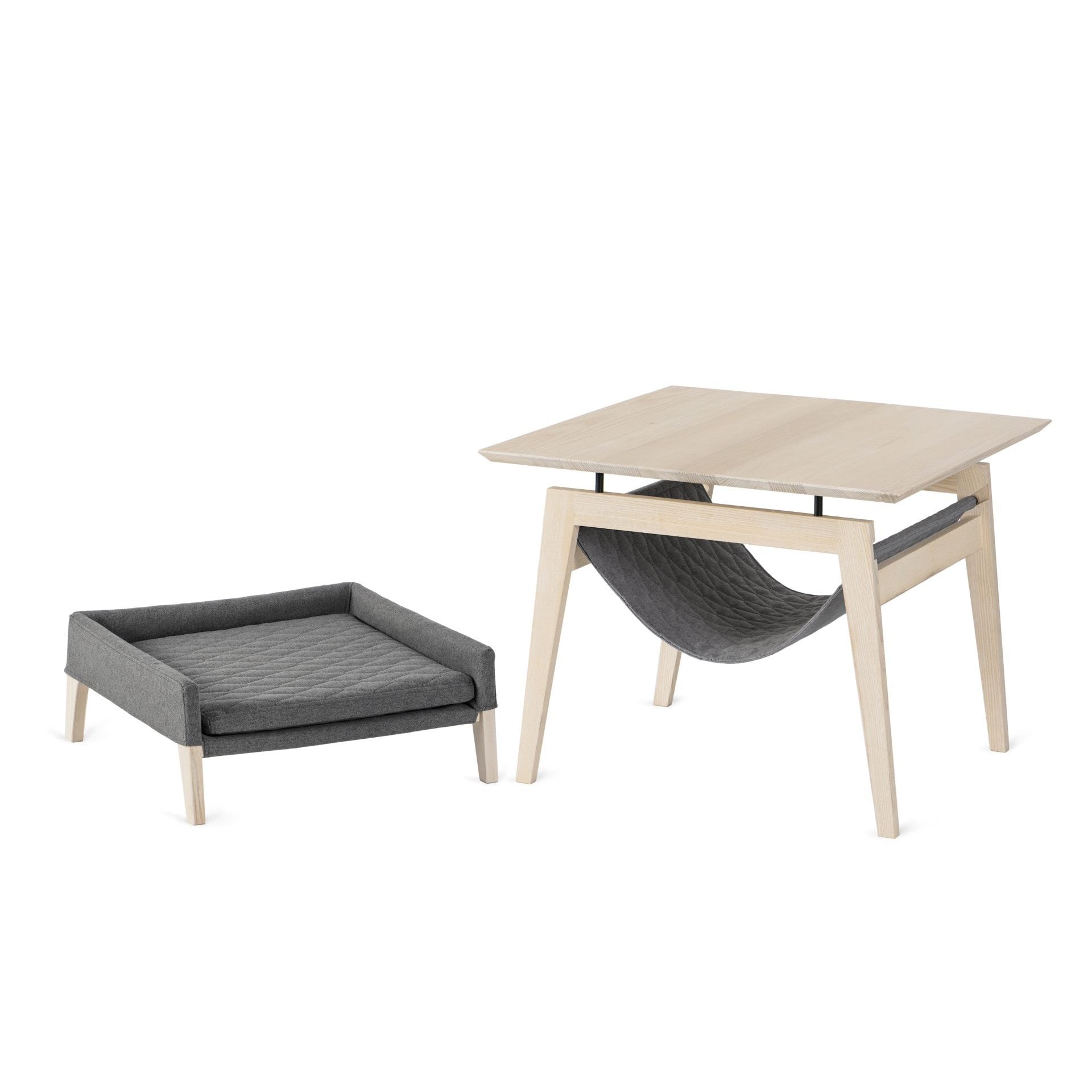 Kikko Table &amp; Lulu Bed for Cat - Light Grey 