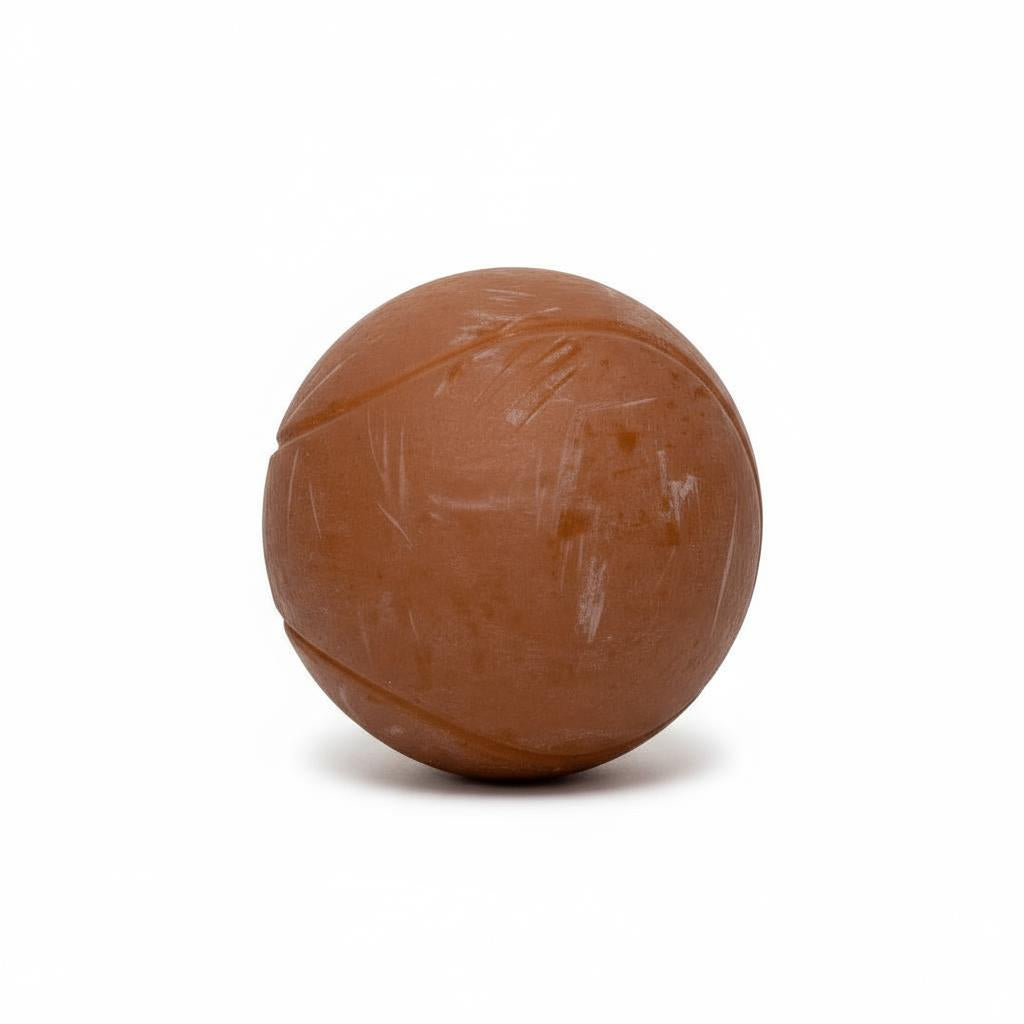 Brown spherical object on a white background